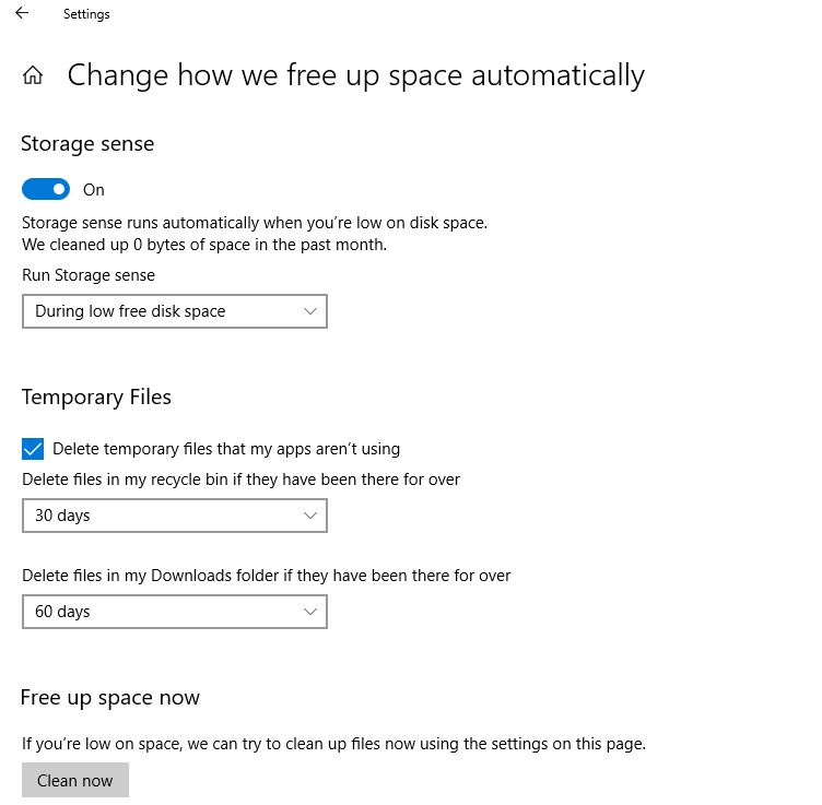 Change how we free up space automatically